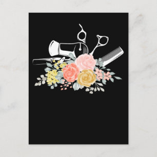 Carte Postale Ciseaux Fleur Femme Coiffeuse Coiffeur
