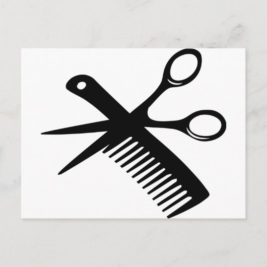 Carte Postale ciseaux peigne de coiffeur noir (Devant)