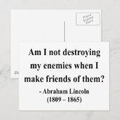 Carte Postale Citation 12a de Abraham Lincoln (Devant / Derrière)