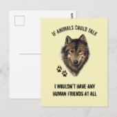 Carte Postale Citation amusante des amis animaux inspirés Wolf (Devant / Derrière)