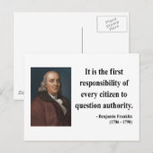 Carte Postale Citation Ben Franklin 3b (Devant / Derrière)