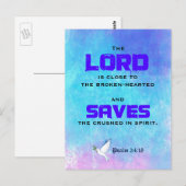 Carte Postale Citation biblique Inspirationnelle Psaume 34:18 (Devant / Derrière)