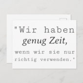 Carte Postale Citation blanche On a assez de temps (Devant / Derrière)