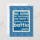 Carte Postale Citation Bleu et Blanc Be Kind (Devant / Derrière)