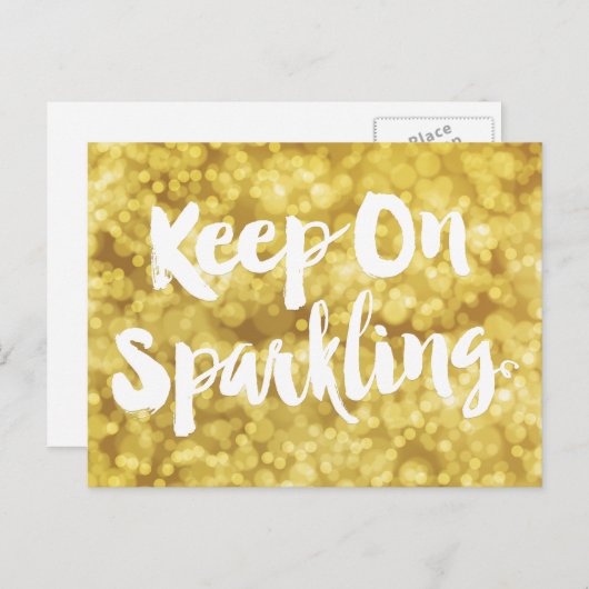 Carte Postale Citation Bokeh de Parties scintillant floue en or (Devant / Derrière)