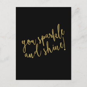 Carte Postale Citation brillante Faux Gold Foil Parties scintill