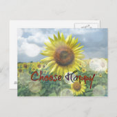 Carte Postale Citation Choisir le Bonheur avec Tournesols (Devant / Derrière)
