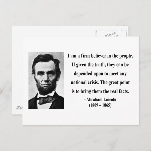 Carte Postale Citation d'Abraham Lincoln 14b (Devant / Derrière)