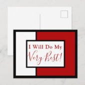 Carte Postale Citation d'affirmation moderne Bloc de couleur Rou (Devant / Derrière)