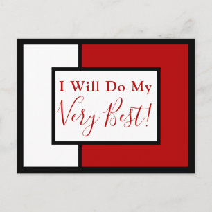 Carte Postale Citation d'affirmation moderne Bloc de couleur Rou