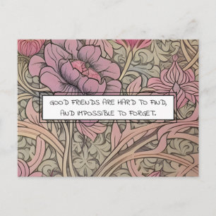 Carte Postale Citation d'amitié motif floral vintage