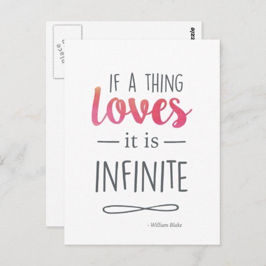 Carte Postale Citation d'amour de typographie (Devant / Derrière)