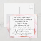 Carte Postale Citation d'amour romantique rose pâle florale de J (Devant / Derrière)