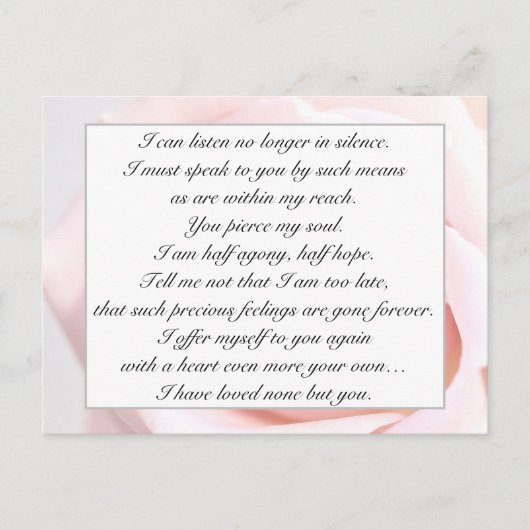 Carte Postale Citation d'amour romantique rose pâle florale de J (Devant)