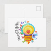 Carte Postale Citation d'ampoule à la lumière et de papillons à  (Devant / Derrière)