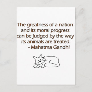 Carte Postale Citation d'animaux de Gandhi avec le chat