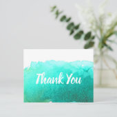 Carte Postale Citation d'art à l'aquarelle bleu sarcelle Merci (Debout devant)