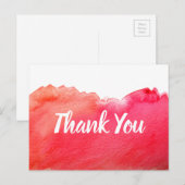 Carte Postale Citation d'art à l'aquarelle rouge Merci (Devant / Derrière)