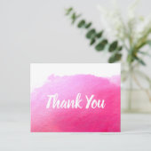 Carte Postale Citation d'art aquarelle rose Merci (Debout devant)