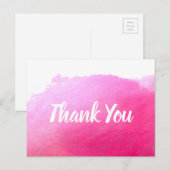 Carte Postale Citation d'art aquarelle rose Merci (Devant / Derrière)