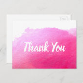 Carte Postale citation d'art Merci en aquarelle rose (Devant / Derrière)