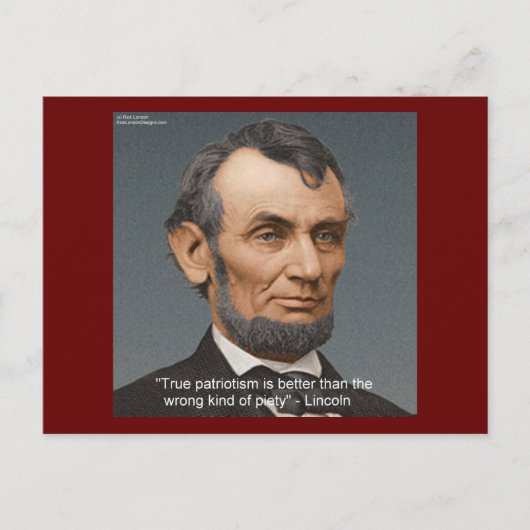 Carte Postale Citation de Abe Lincoln "True Piety" (Devant)