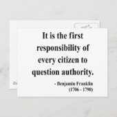 Carte Postale Citation de Ben Franklin 3a (Devant / Derrière)