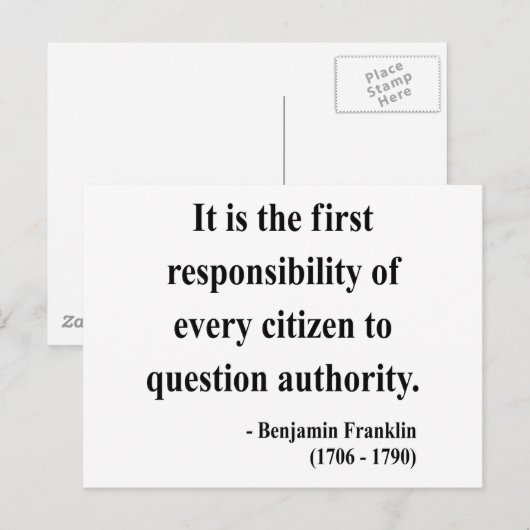 Carte Postale Citation de Ben Franklin 3a (Devant / Derrière)