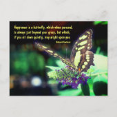 Carte Postale Citation de bonheur de papillon Inspirante  (Devant)