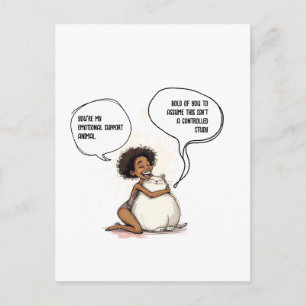 Carte Postale Citation de chat de soutien émotionnel introverti