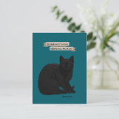 Carte Postale Citation de chat noir mystérieux rose sarcelle per (Debout devant)