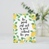 Carte postale Citation de citron doux et aigre (Debout devant)