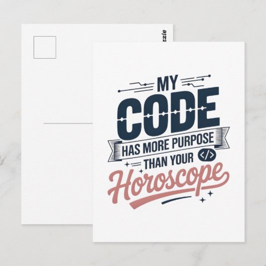 Carte Postale Citation de codage drôle AI Conception de programm (Devant / Derrière)