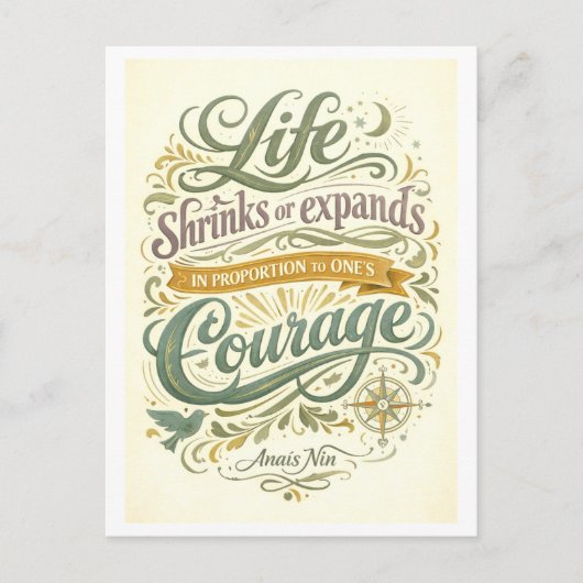 Carte Postale Citation de courage d'Anais Nin (Devant)