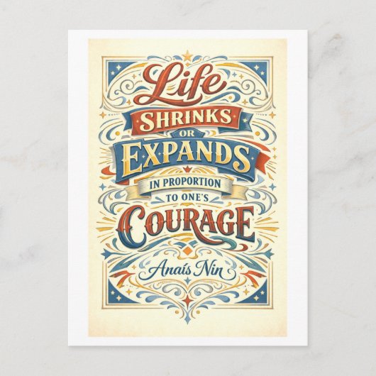 Carte Postale Citation de Courage d'Anais Nin (Devant)