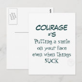 Carte Postale Citation de courage - Sourire quand la vie craint (Devant / Derrière)