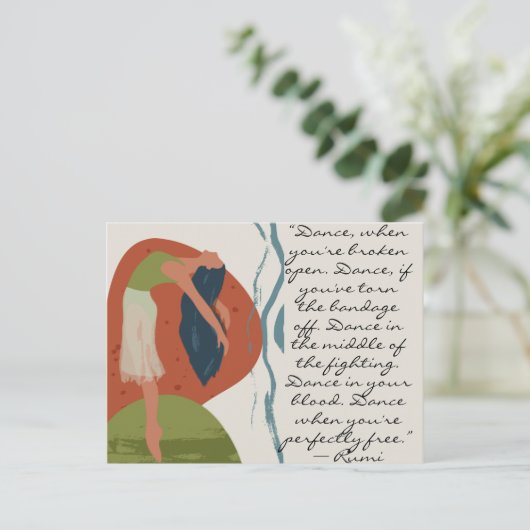 Carte Postale Citation de danse Rumi avec danseuse (Debout devant)