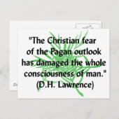 Carte Postale Citation de DH Lawrence Pagan (Devant / Derrière)
