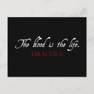 Carte Postale Citation de Dracula : Le sang est la vie