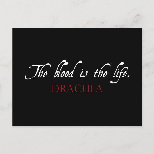 Carte Postale Citation de Dracula : Le sang est la vie (Devant)