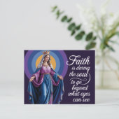 Carte Postale Citation de foi avec fond violet Marie (Debout devant)