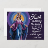 Carte Postale Citation de foi avec fond violet Marie (Devant / Derrière)