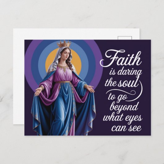 Carte Postale Citation de foi avec fond violet Marie (Devant / Derrière)