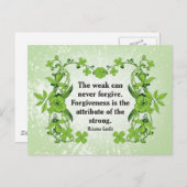 Carte Postale Citation de Gandhi ... Les faibles ne peuvent jama (Devant / Derrière)