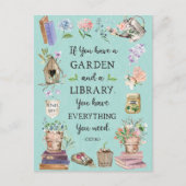 Carte Postale Citation de jardin et de bibliothèque Jardin flora (Devant)