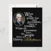 Carte Postale Citation de Jefferson Tyranny-Liberty (Devant / Derrière)
