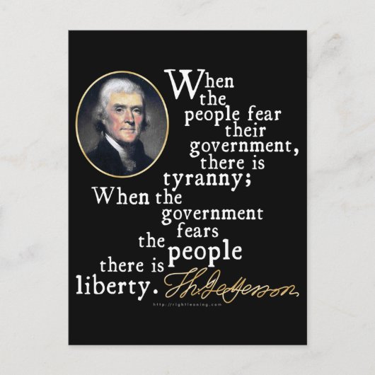 Carte Postale Citation de Jefferson Tyranny-Liberty (Devant)