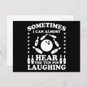 Carte Postale Citation de joueur de bowling à dix quilles rigola (Devant / Derrière)