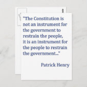 Carte Postale Citation de la Constitution Patrick Henry (Devant / Derrière)
