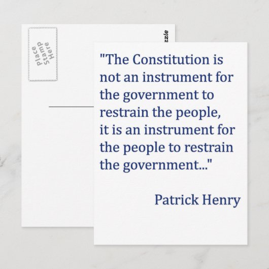 Carte Postale Citation de la Constitution Patrick Henry (Devant / Derrière)